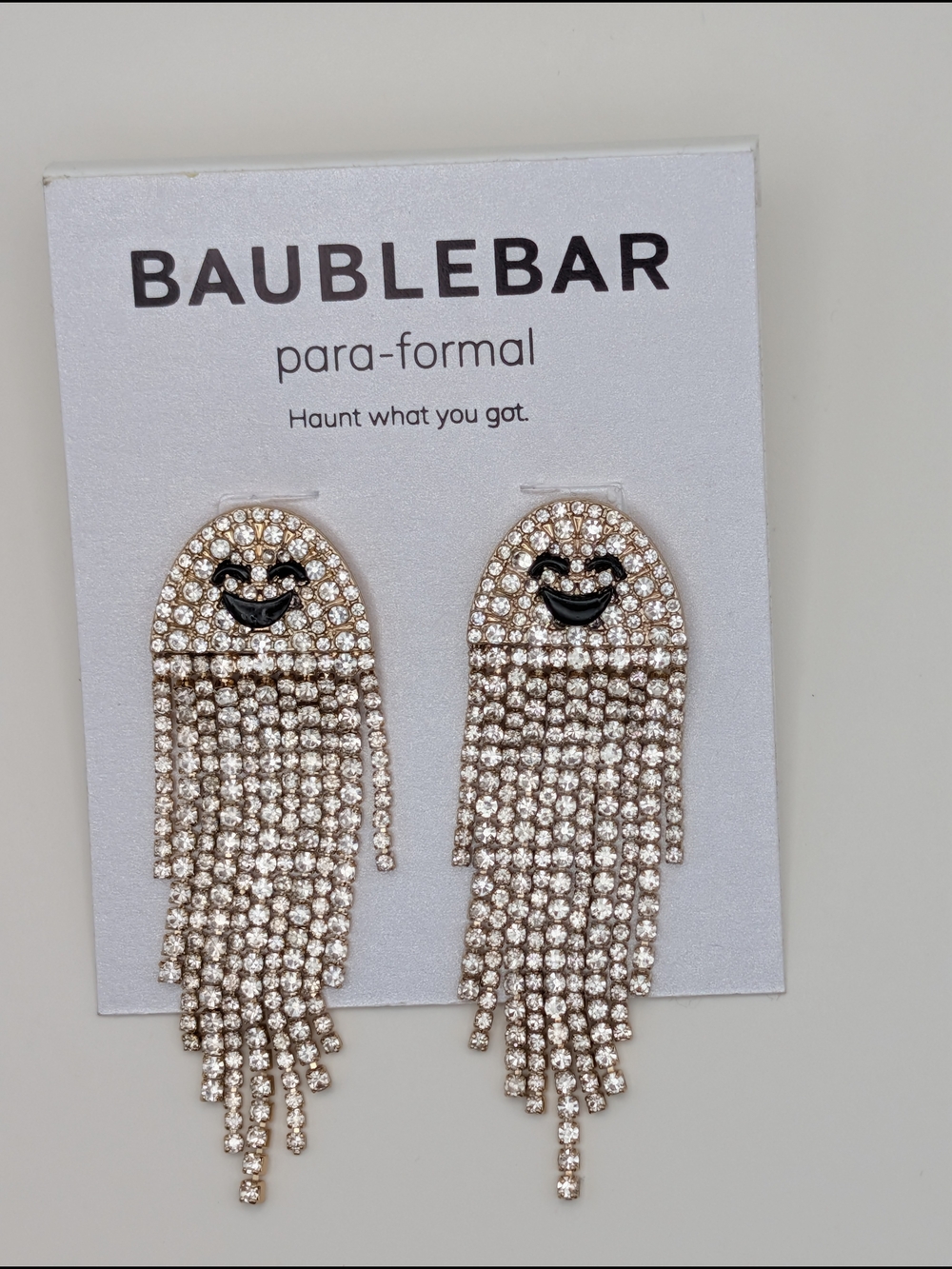 BaubleBar Crystal Fringe Ghost Drop Earrings - Silver and Black